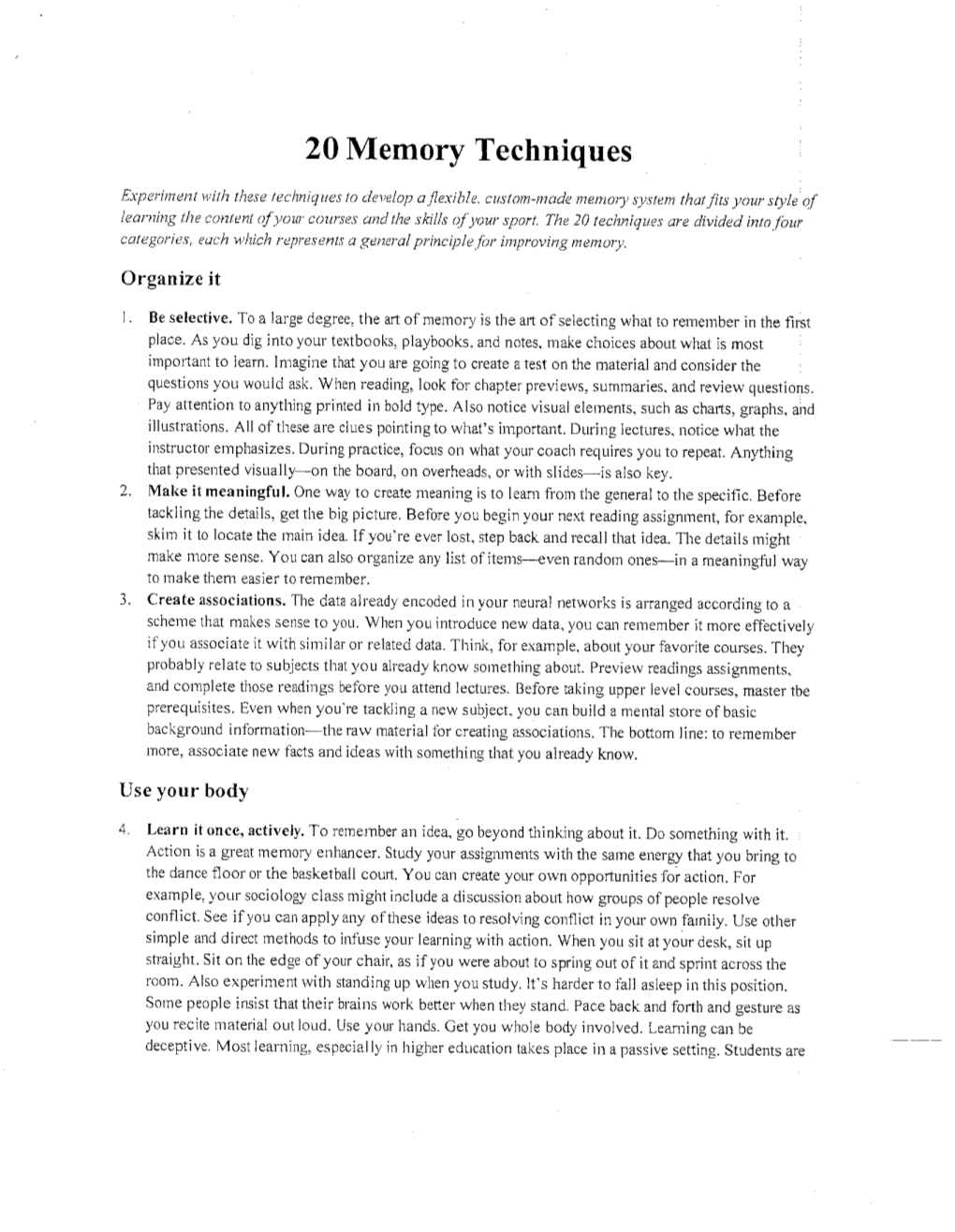 20 Memory Techniques