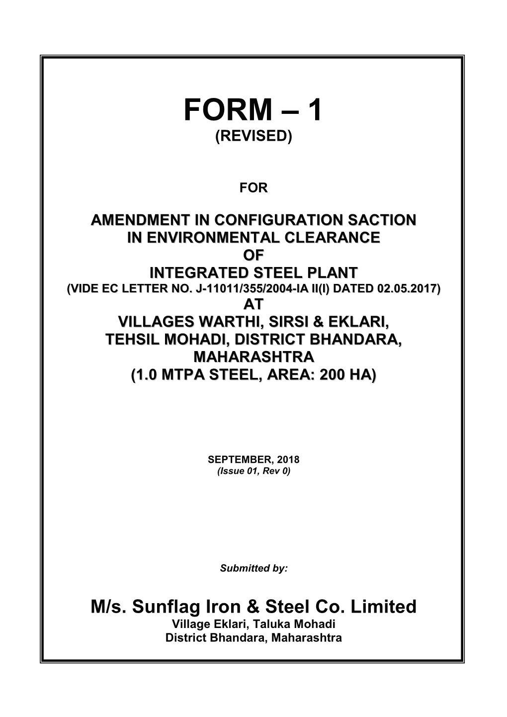 Form – 1 (Revised)