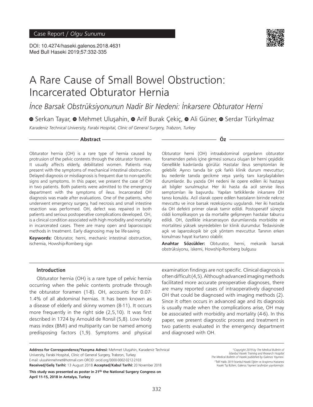 Incarcerated Obturator Hernia