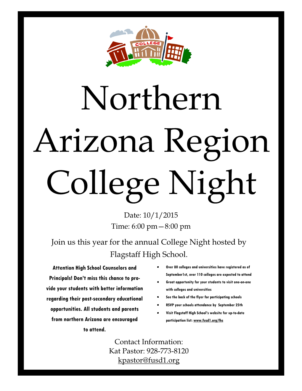 Join Us This Year for the Annual College Night Hosted by Flagstaff High School