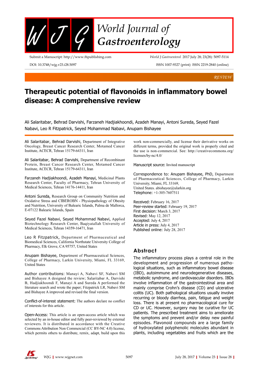 Therapeutic Potential of Flavonoids in Inflammatory Bowel Disease: a Comprehensive Review