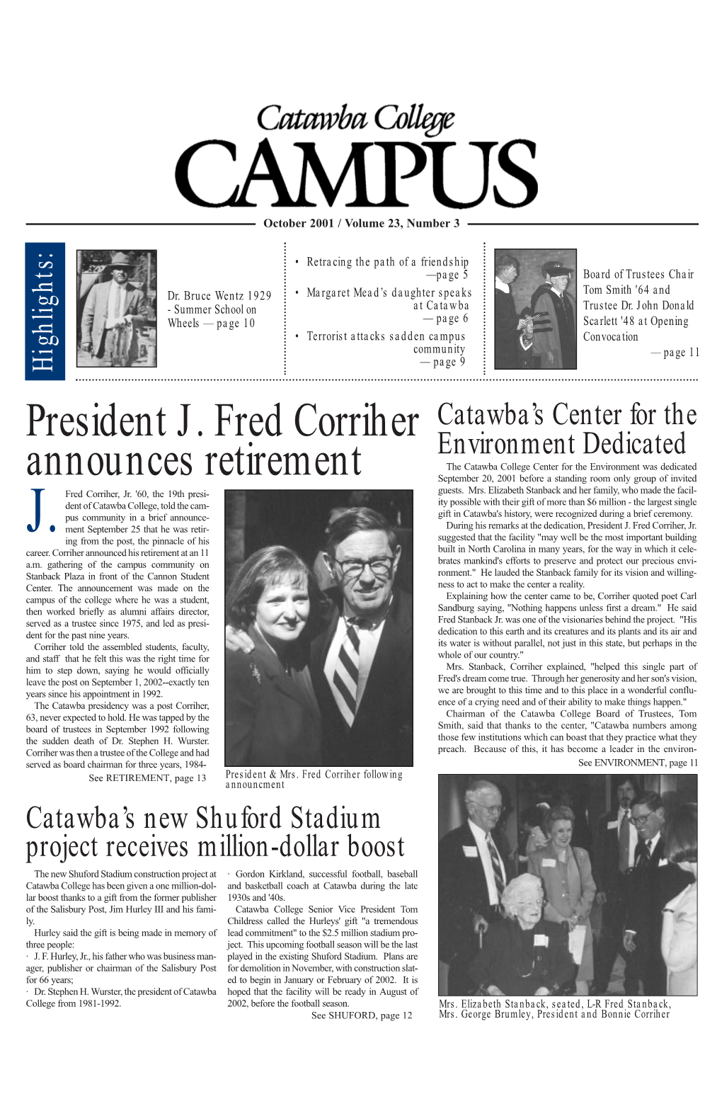 President J. Fred Corriher Announces Retirement