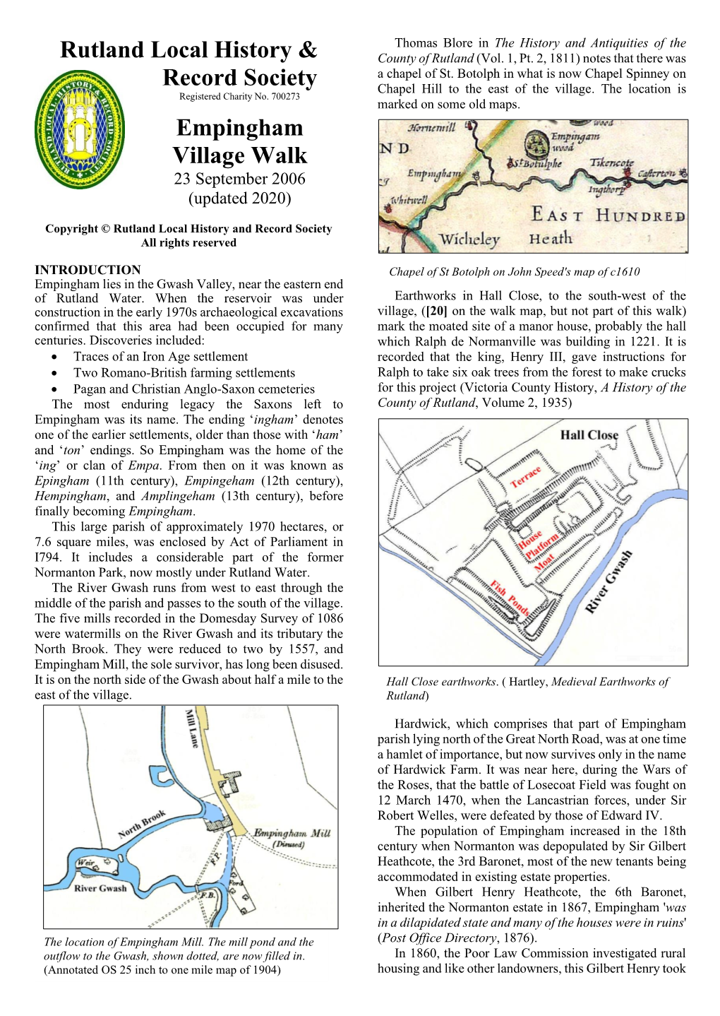 Empingham Village Walk 23 September 2006 (Updated 2020)