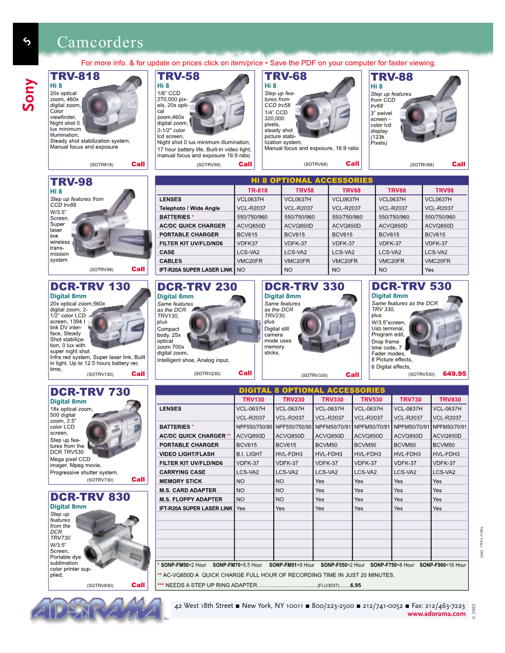 Sony Camcorders