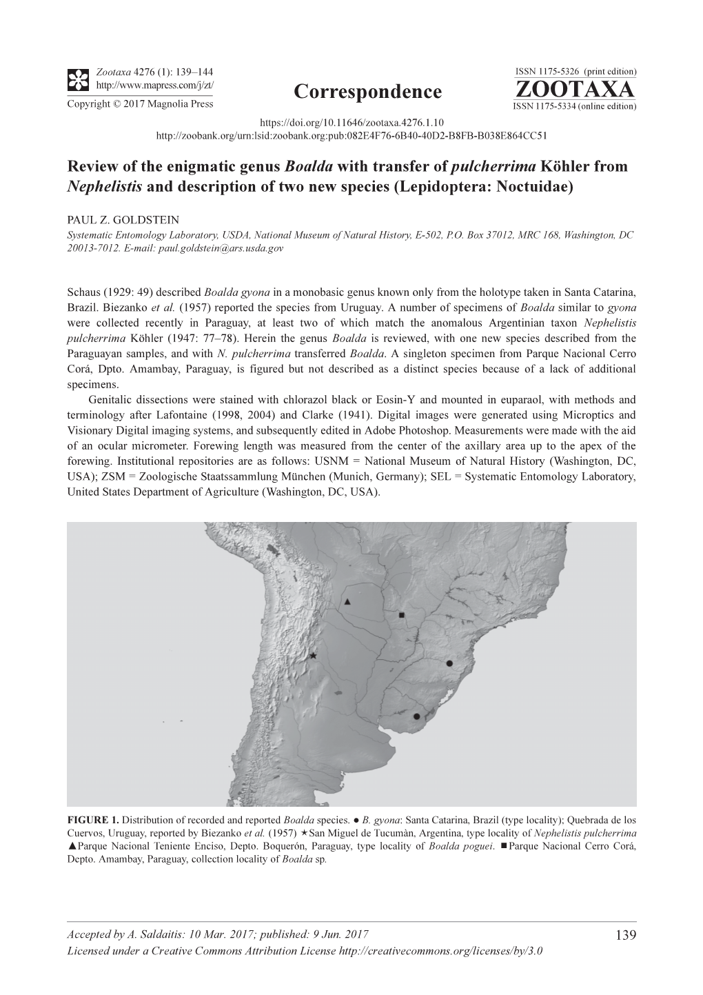 Review of the Enigmatic Genus Boalda with Transfer of Pulcherrima Köhler from Nephelistis and Description of Two New Species (Lepidoptera: Noctuidae)