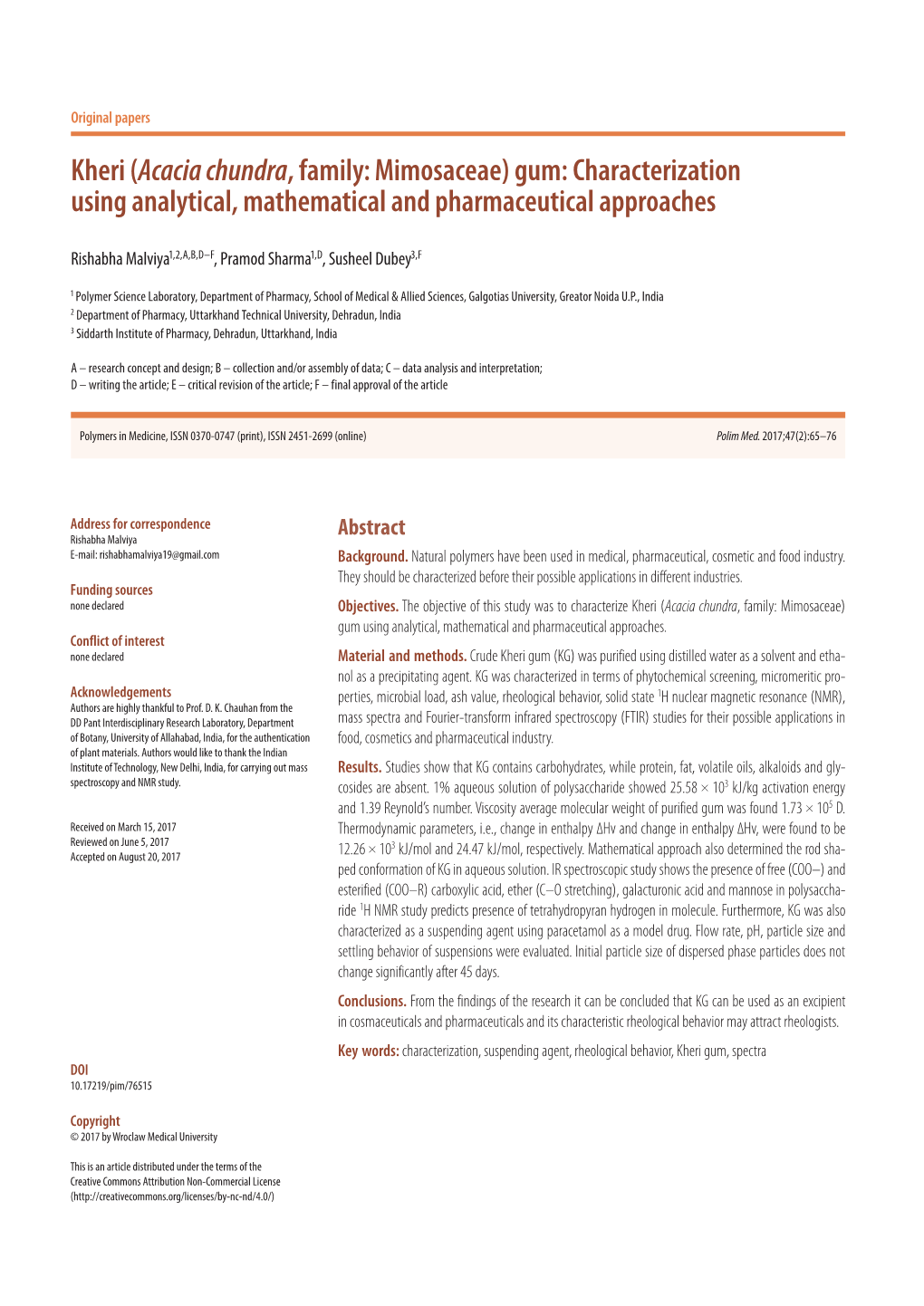 Gum: Characterization Using Analytical, Mathematical and Pharmaceutical Approaches
