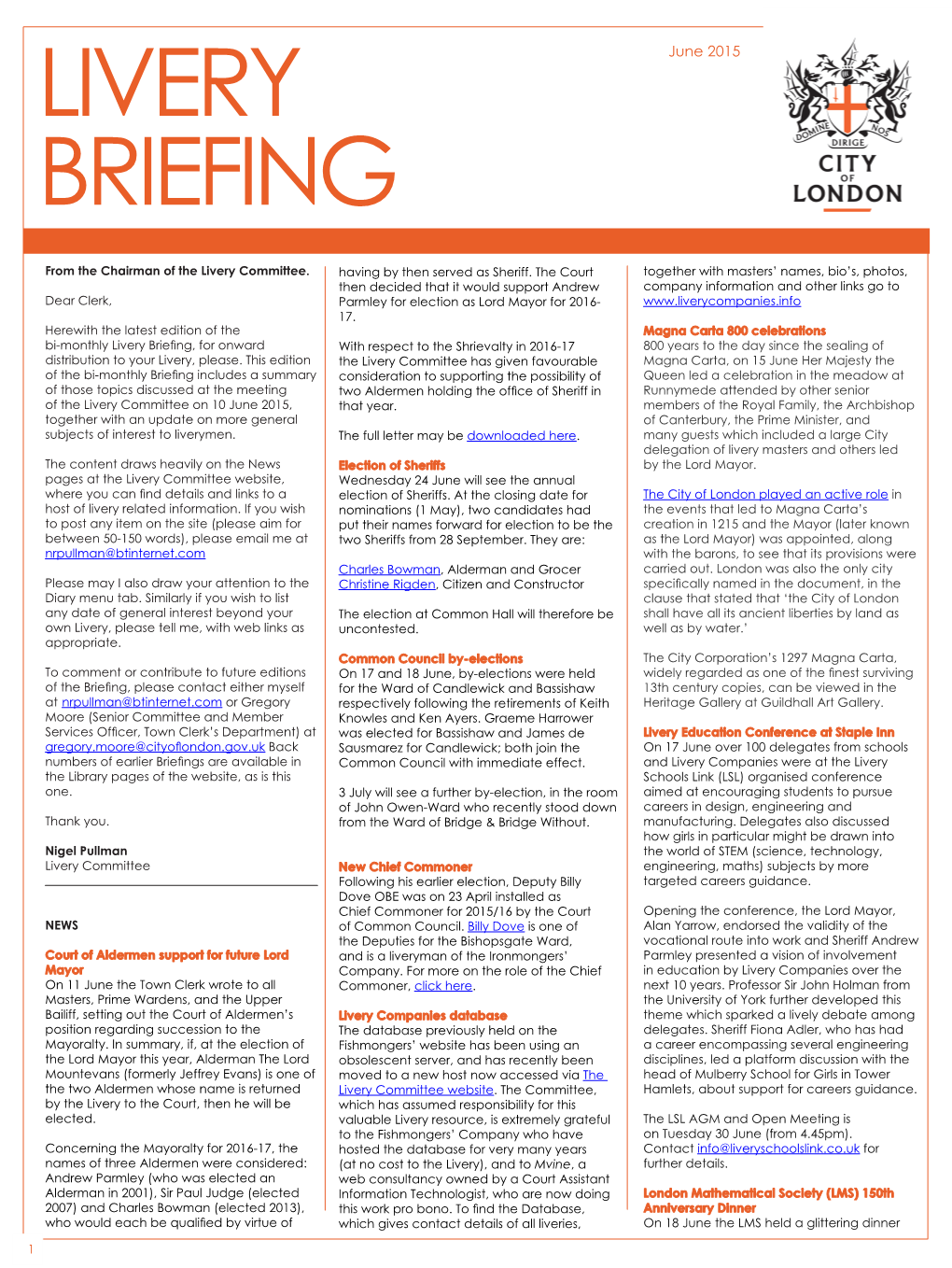 June 2015 BRIEFING