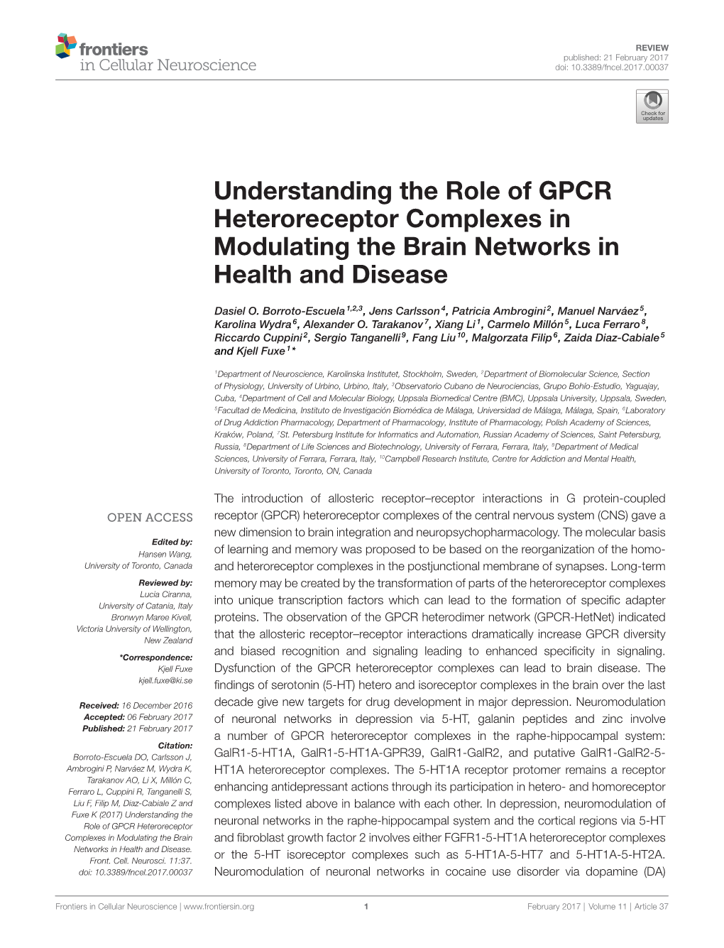 Understanding the Role of GPCR Heteroreceptor Complexes in Modulating the Brain Networks in Health and Disease