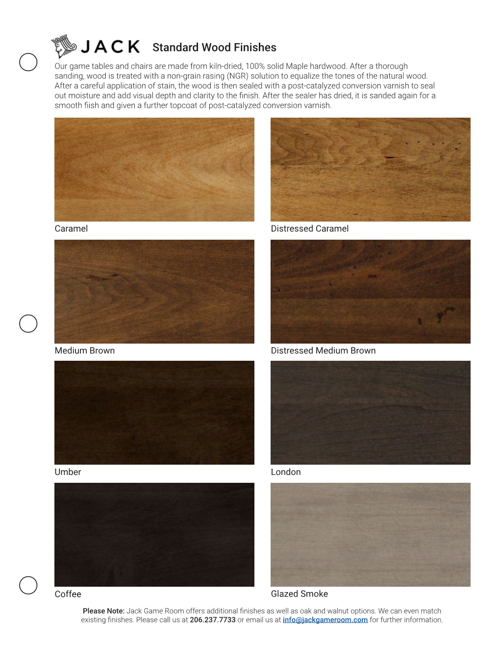 Standard Wood Finishes