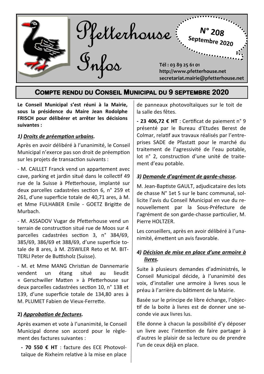 INFORMATION PRATIQUES Vendredi 25 Septembre 2020