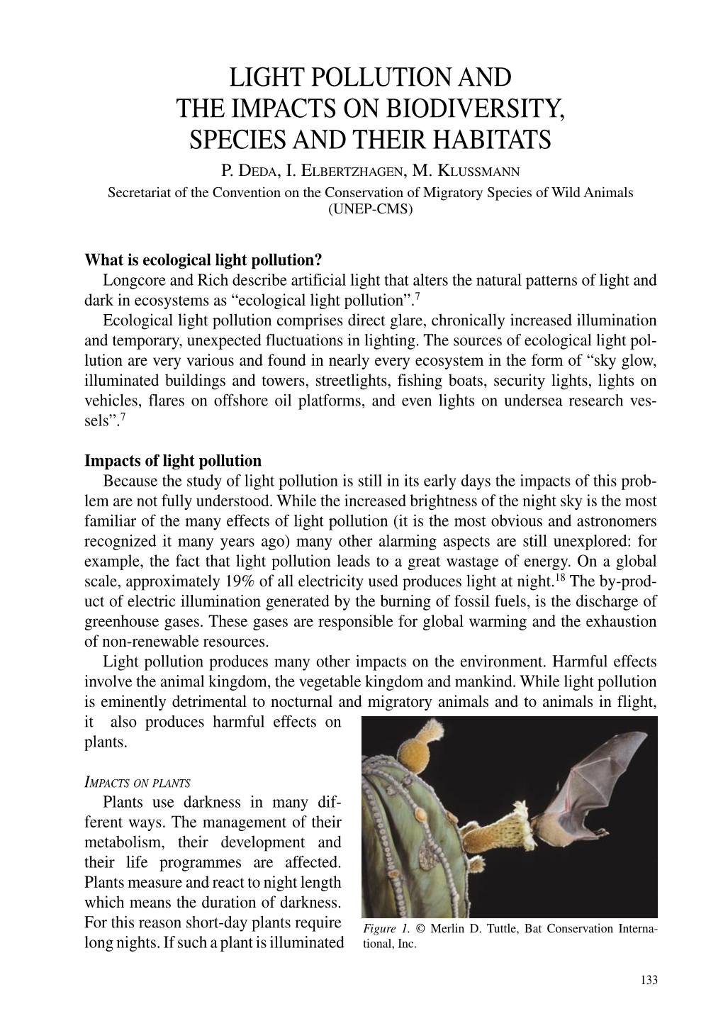 Light Pollution and the Impacts on Biodiversity, Species and Their Habitats P