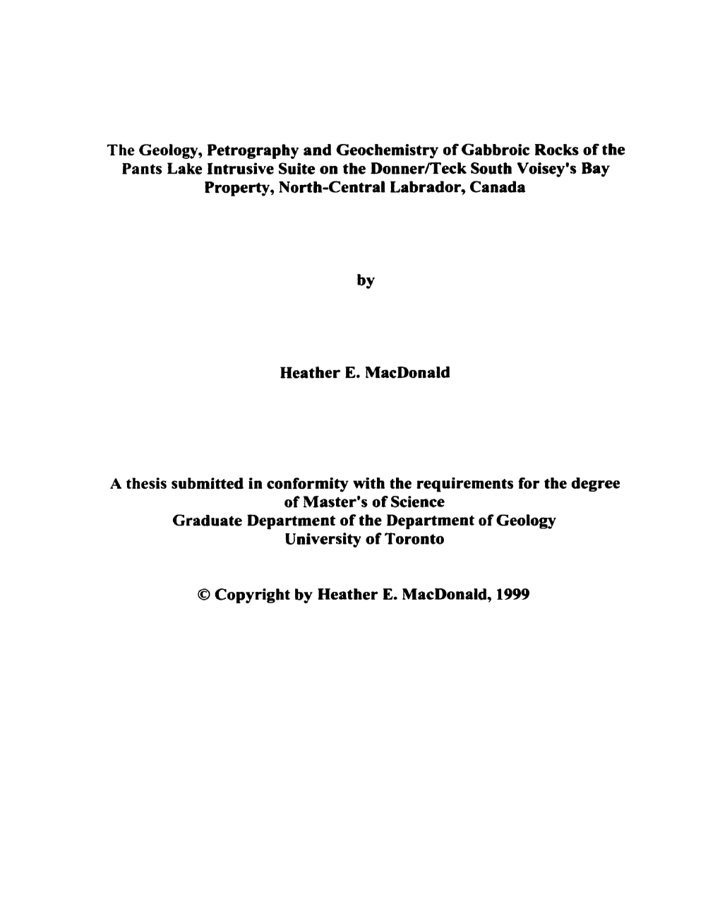 The Geology, Petrography and Geochemistry of Gabbroic Rocks Of