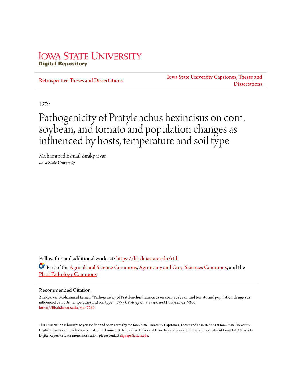 Pathogenicity of Pratylenchus Hexincisus on Corn, Soybean, And