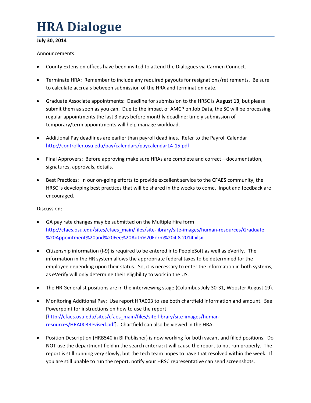 County Extension Offices Have Been Invited to Attend the Dialogues Via Carmen Connect