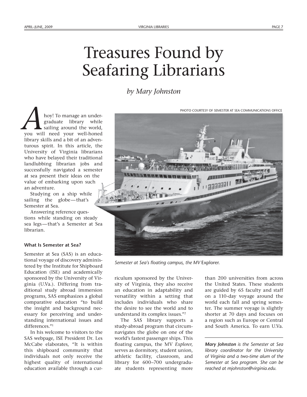 Treasures Found by Seafaring Librarians