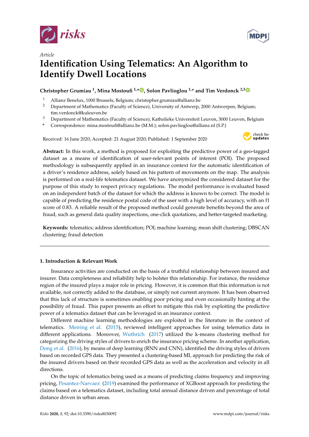 Identification Using Telematics