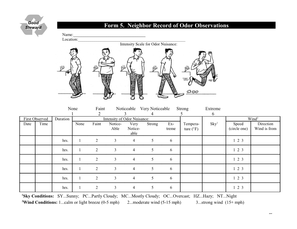 Form 5. Neighbor Record of Odor Observations