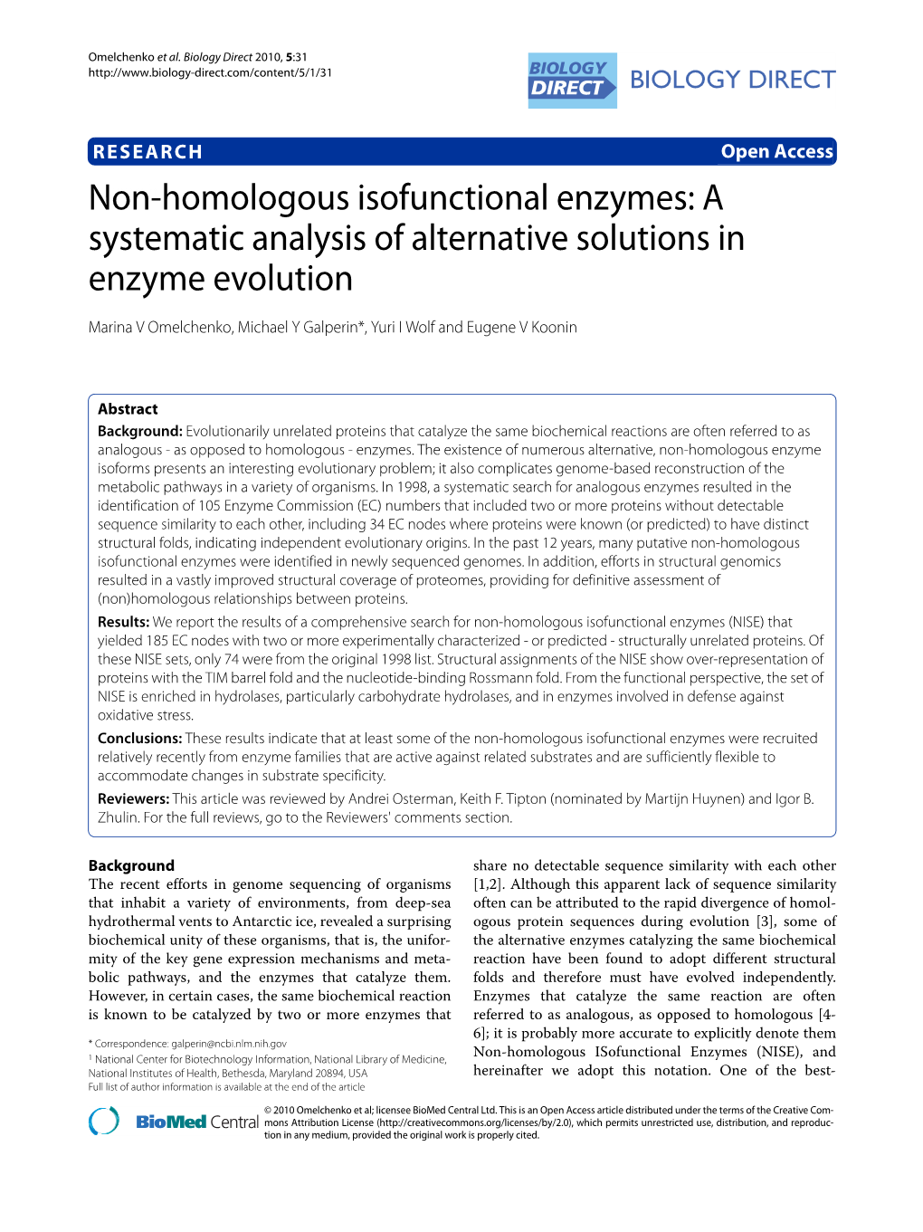 Non-Homologous Isofunctional Enzymes: a Systematic Analysis Of