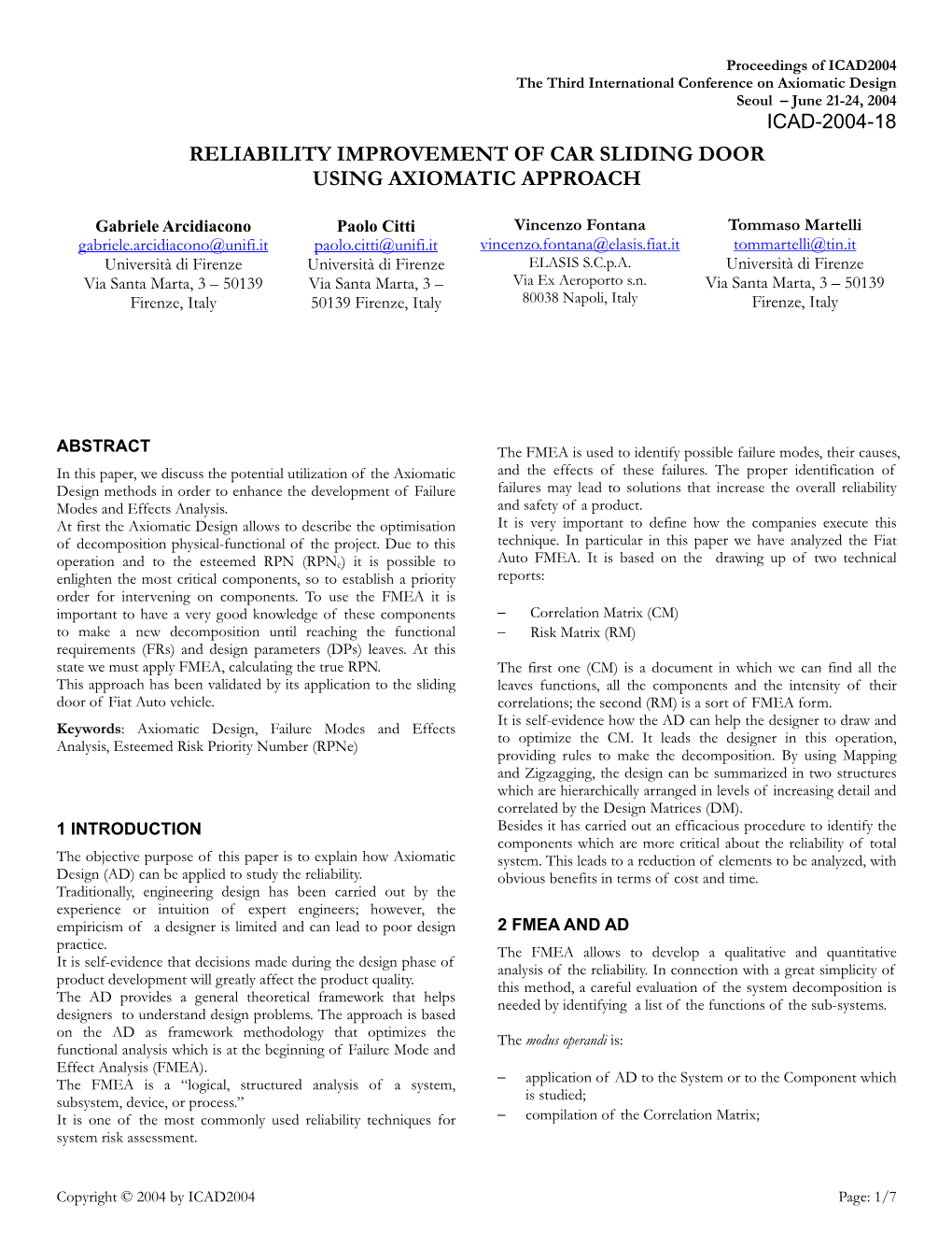 Reliability Improvement of Car Sliding Door Using Axiomatic Approach