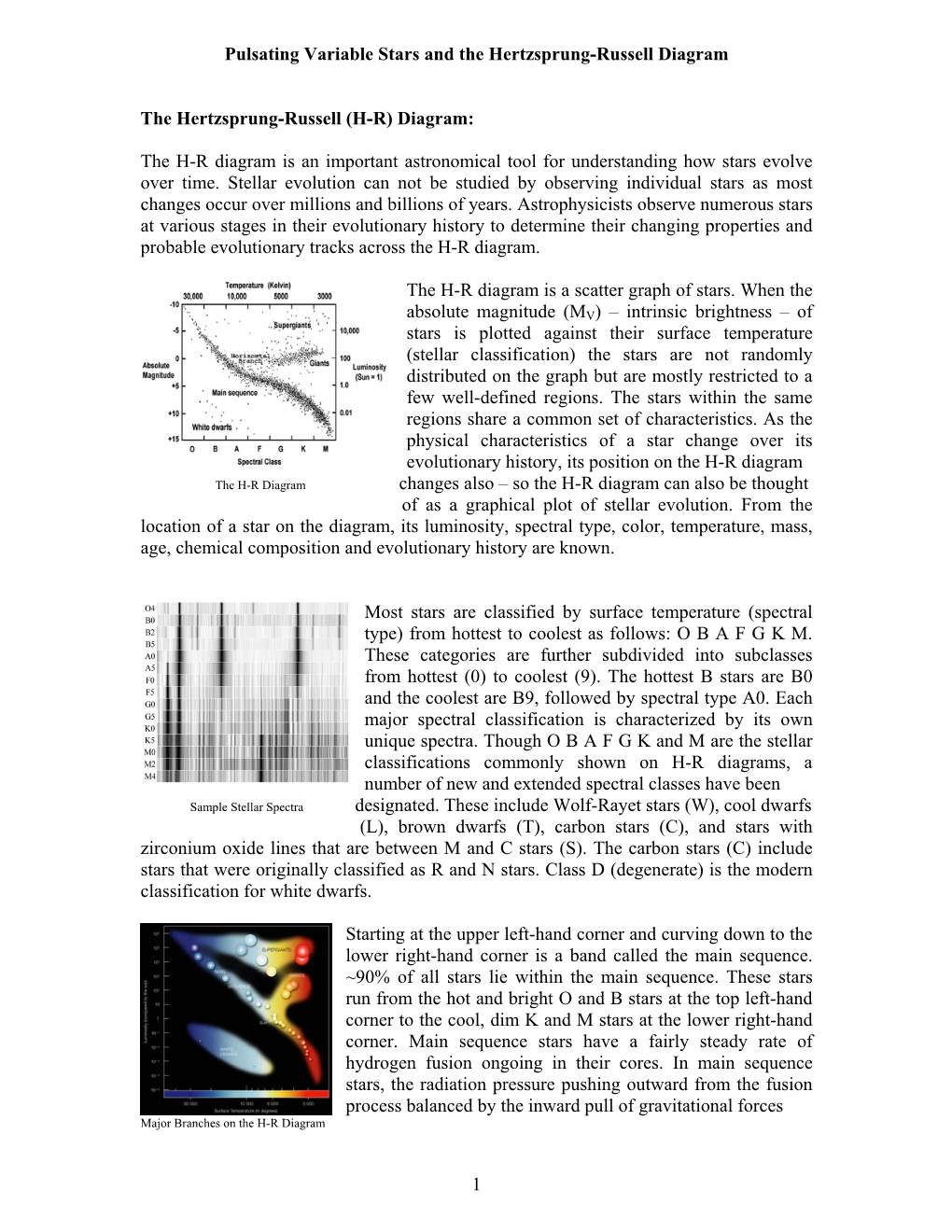 Plotting Variable Stars on the H-R Diagram Activity