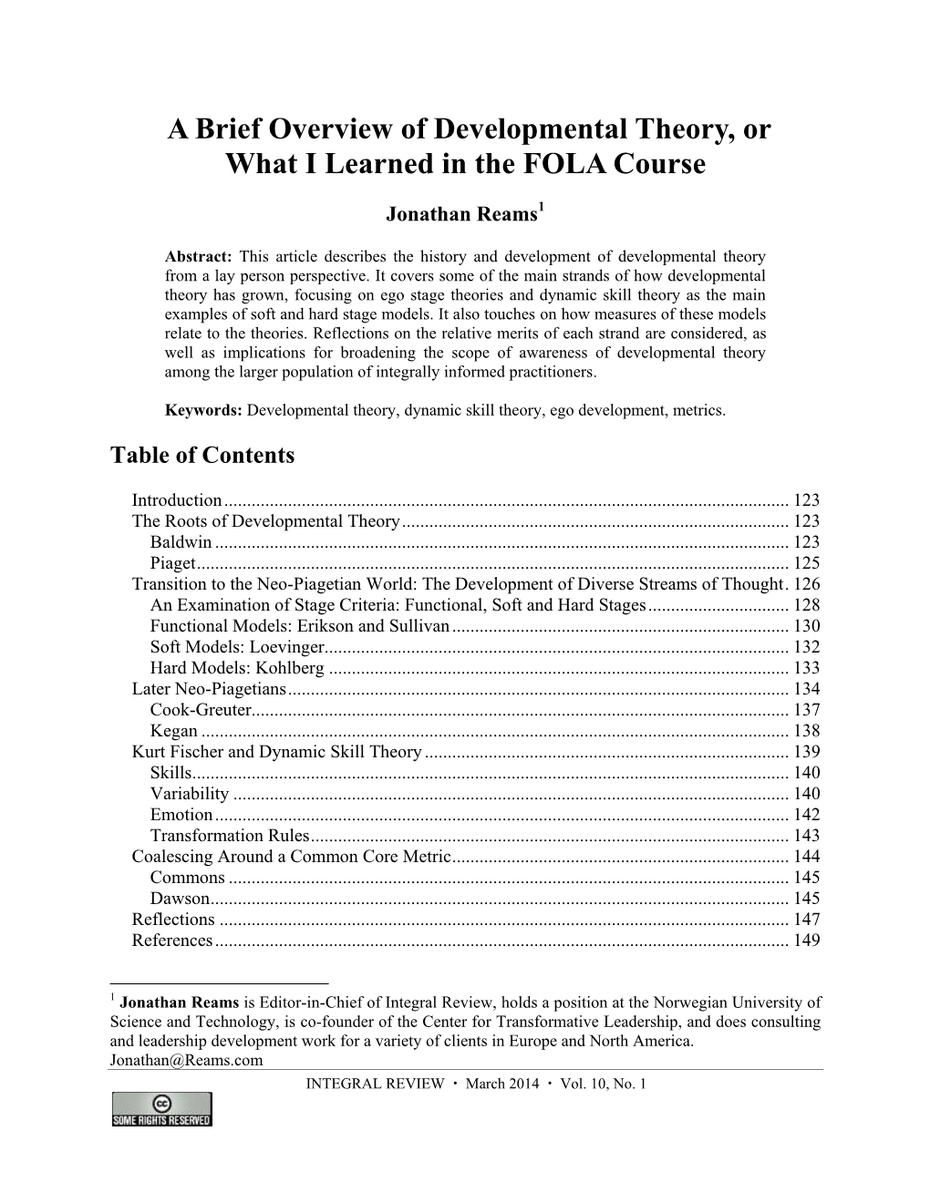 A Brief Overview of Developmental Theory, Or What I Learned in the FOLA Course