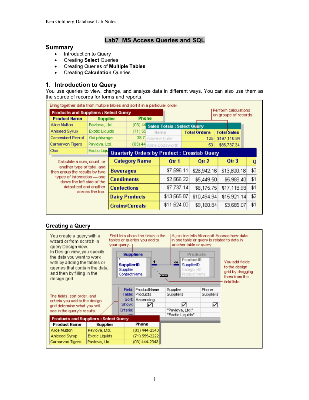 Lab 2 Introduction to MS Access