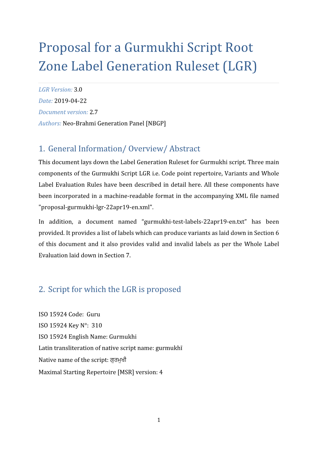 Proposal for a Gurmukhi Script Root Zone Label Generation Ruleset (LGR)