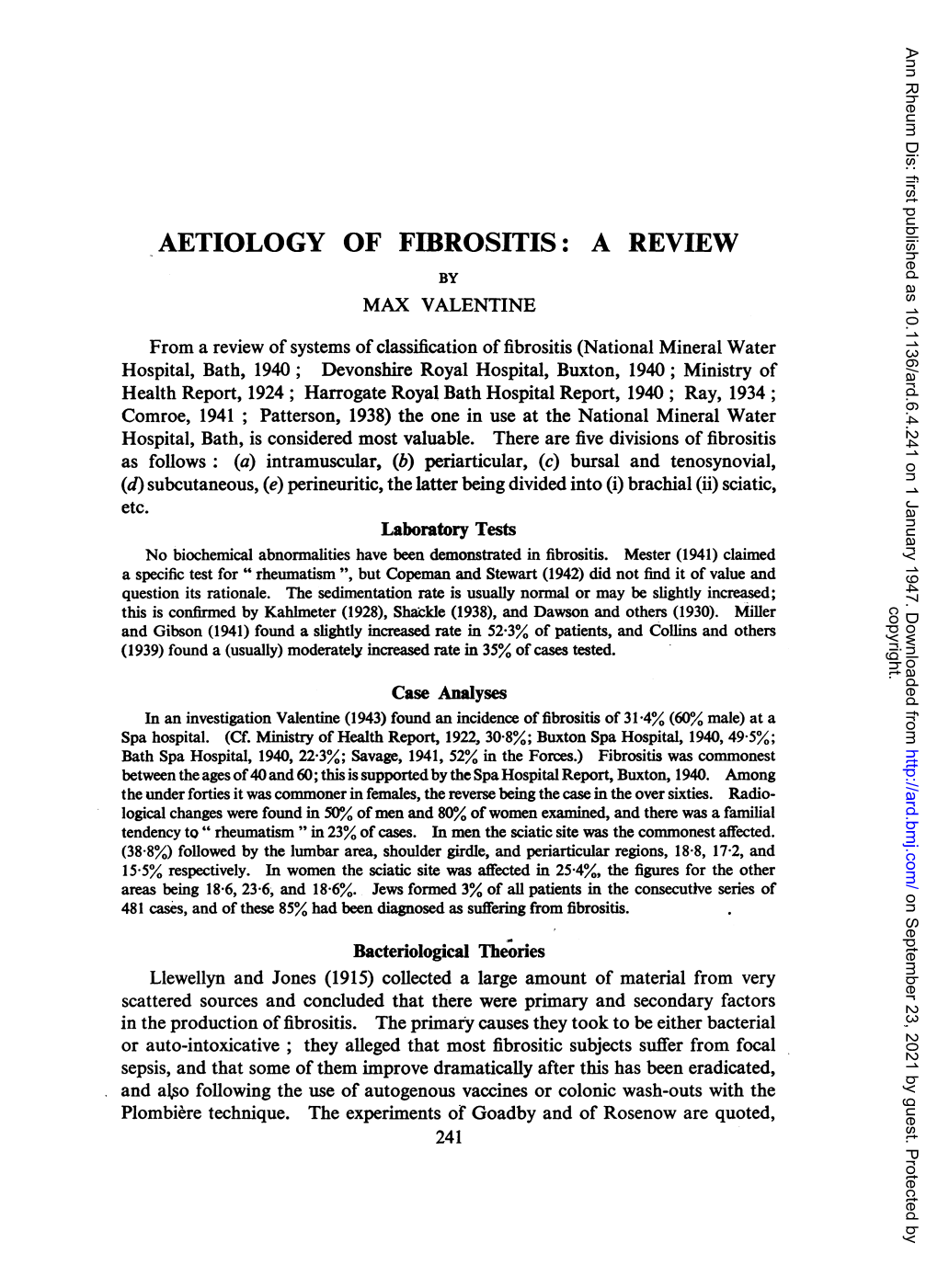 Aetiology of Fibrositis