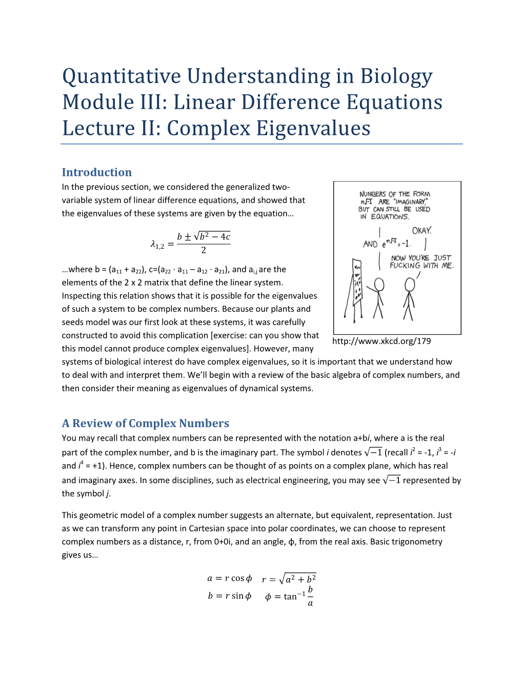 Complex Eigenvalues