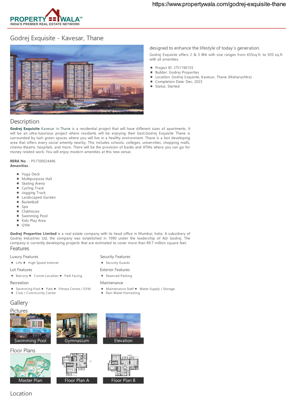 Godrej Exquisite - Kavesar, Thane Designed to Enhance the Lifestyle of Today’S Generation