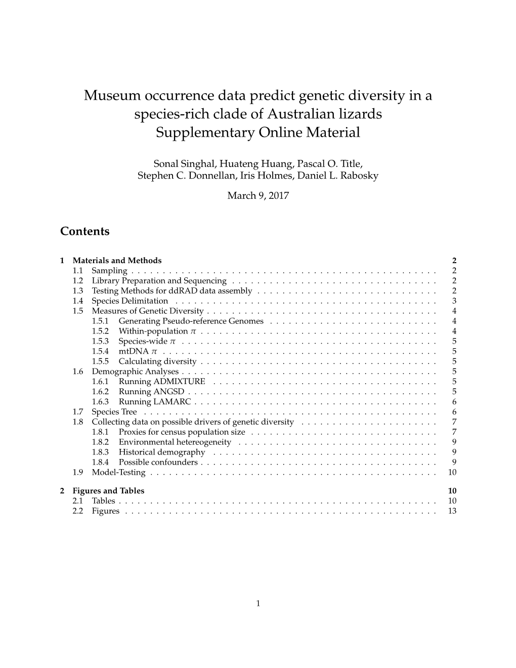 Museum Occurrence Data Predict Genetic Diversity in a Species-Rich Clade of Australian Lizards Supplementary Online Material