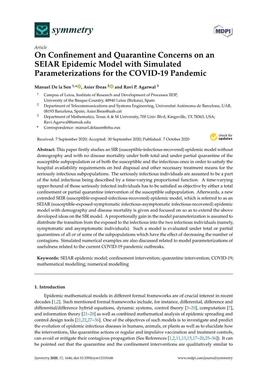 On Confinement and Quarantine Concerns on an SEIAR Epidemic