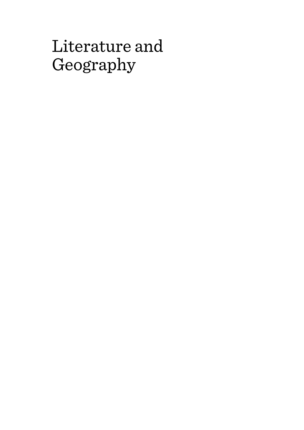 Literature and Geography