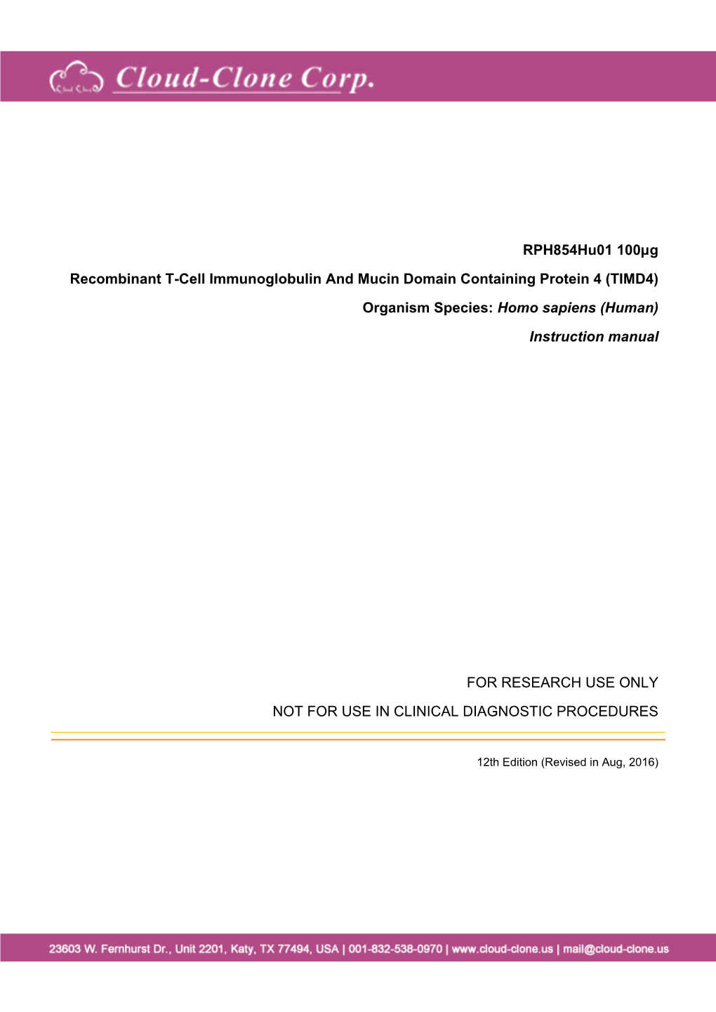 Recombinant T-Cell Immunoglobulin and Mucin Domain Containing Protein 4 (TIMD4)