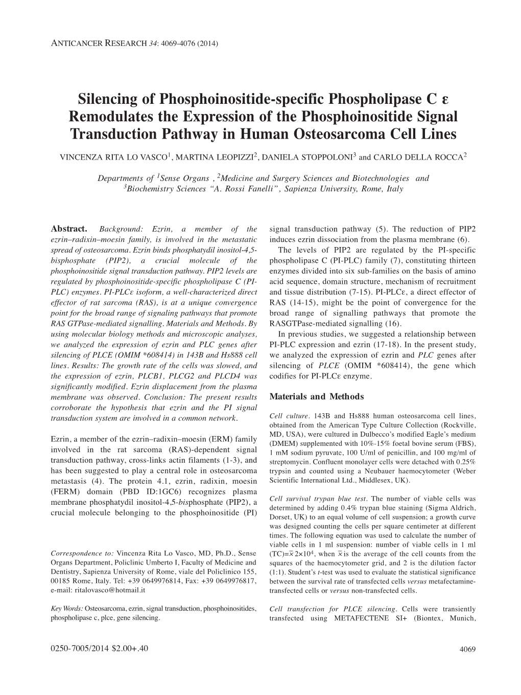 Silencing of Phosphoinositide-Specific