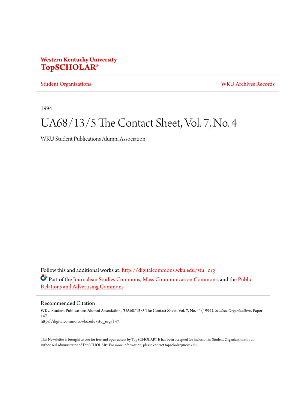 UA68/13/5 the Contact Sheet, Vol. 7, No. 4