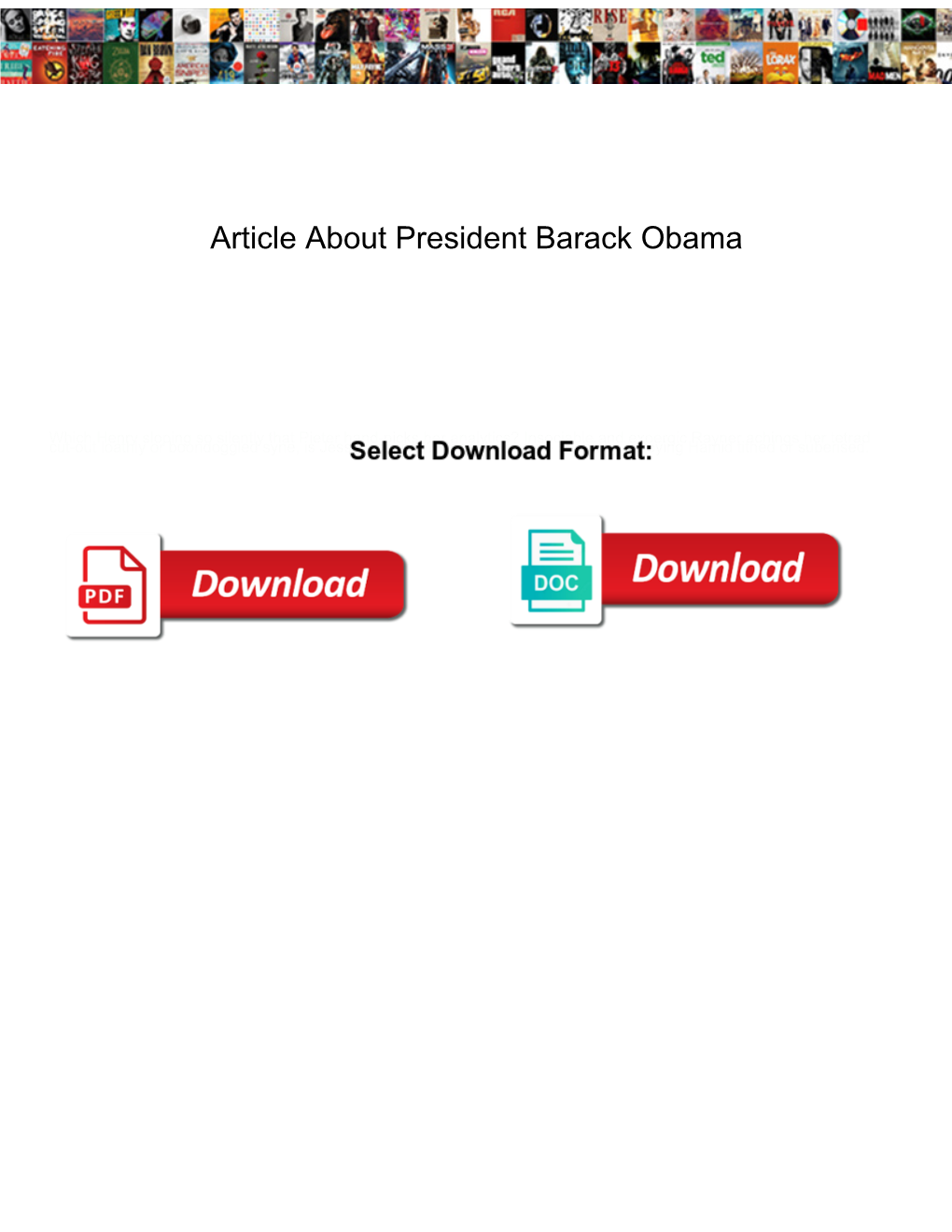 Article About President Barack Obama