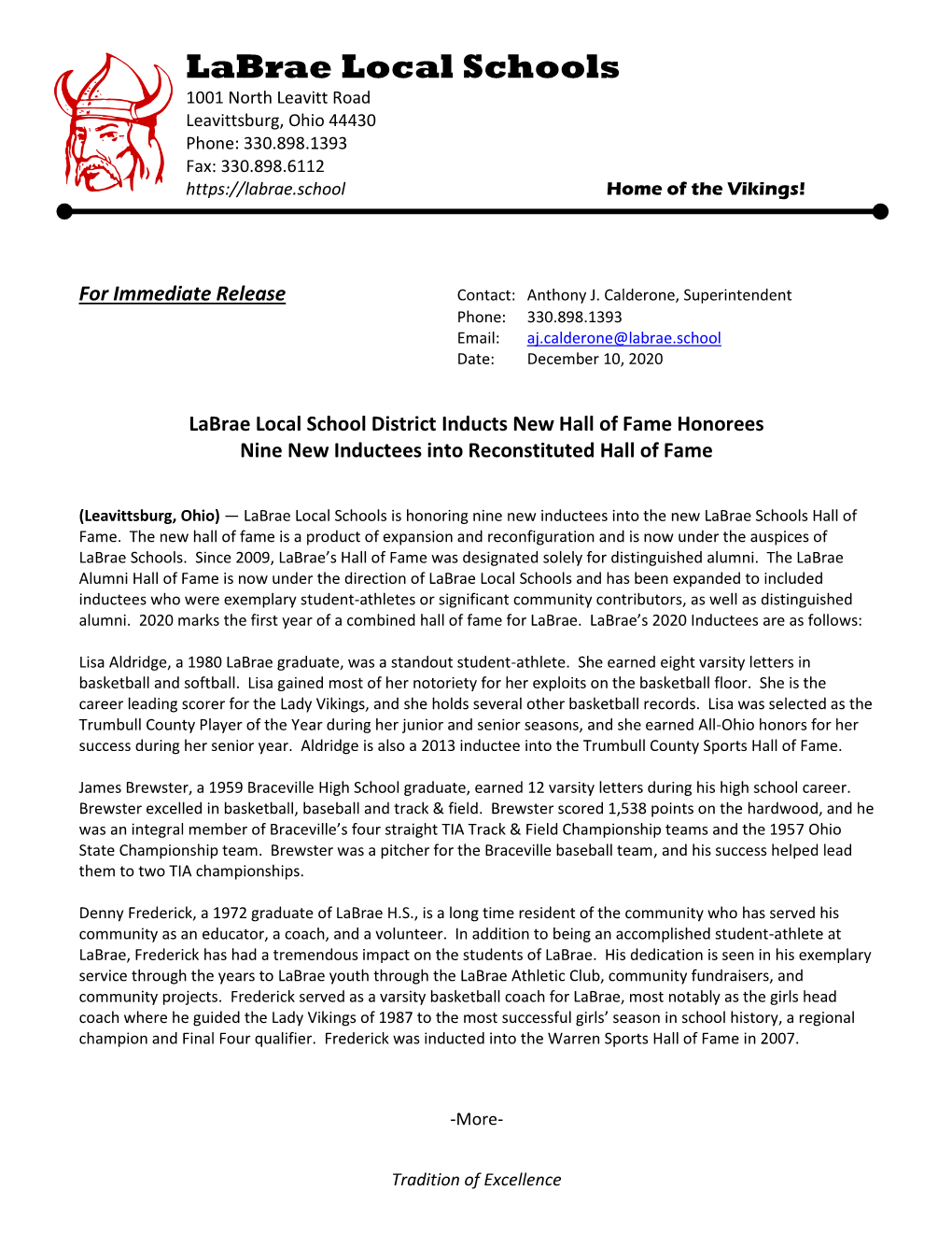 Labrae Local Schools 1001 North Leavitt Road Leavittsburg, Ohio 44430 Phone: 330.898.1393 Fax: 330.898.6112 Home of the Vikings!