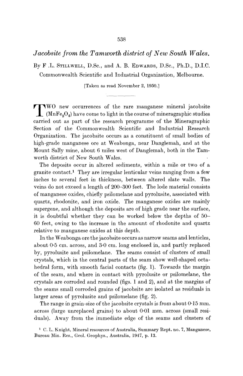 Jacobsite from the Tamworth District of New South Wales