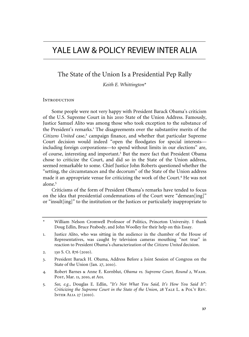 Yale Law & Policy Review Inter Alia