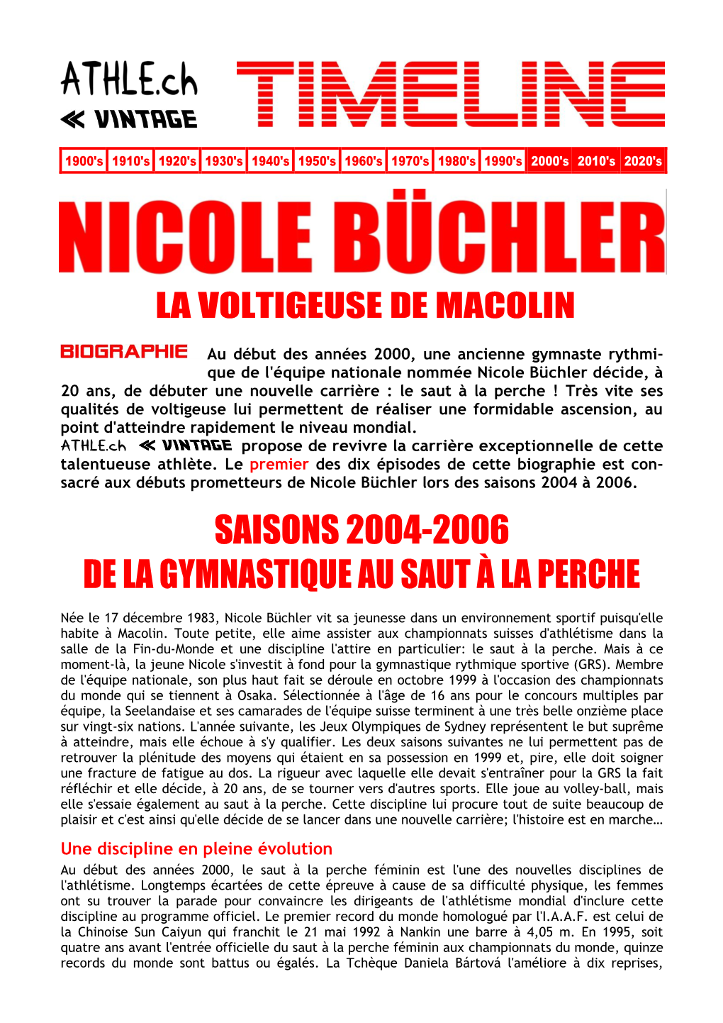 Saisons 2004-2006 De La Gymnastique Au Saut À La Perche