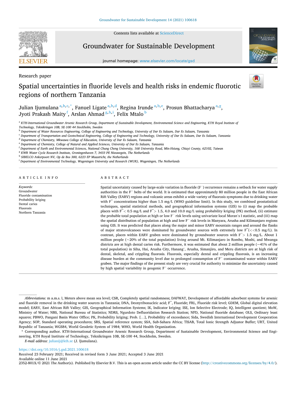 Spatial Uncertainties in Fluoride Levels and Health Risks in Endemic Fluorotic