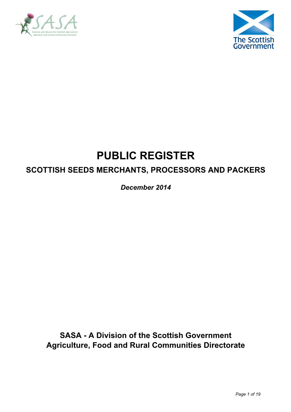 Scottish Seeds Merchants, Processors and Packers