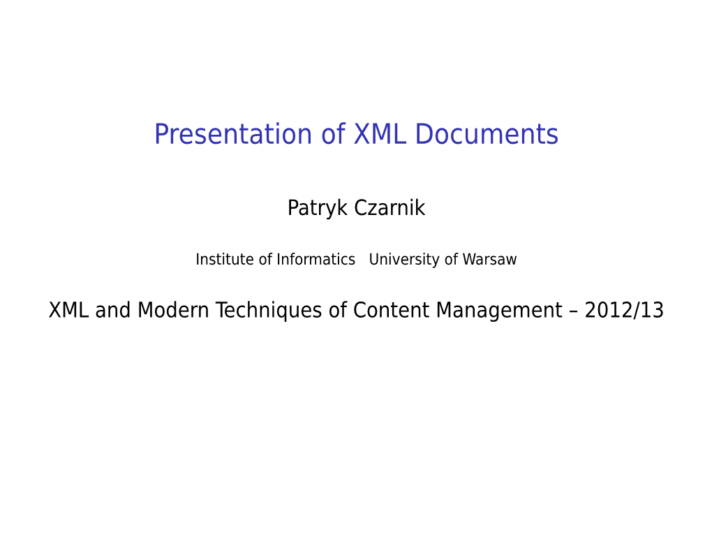 Presentation of XML Documents