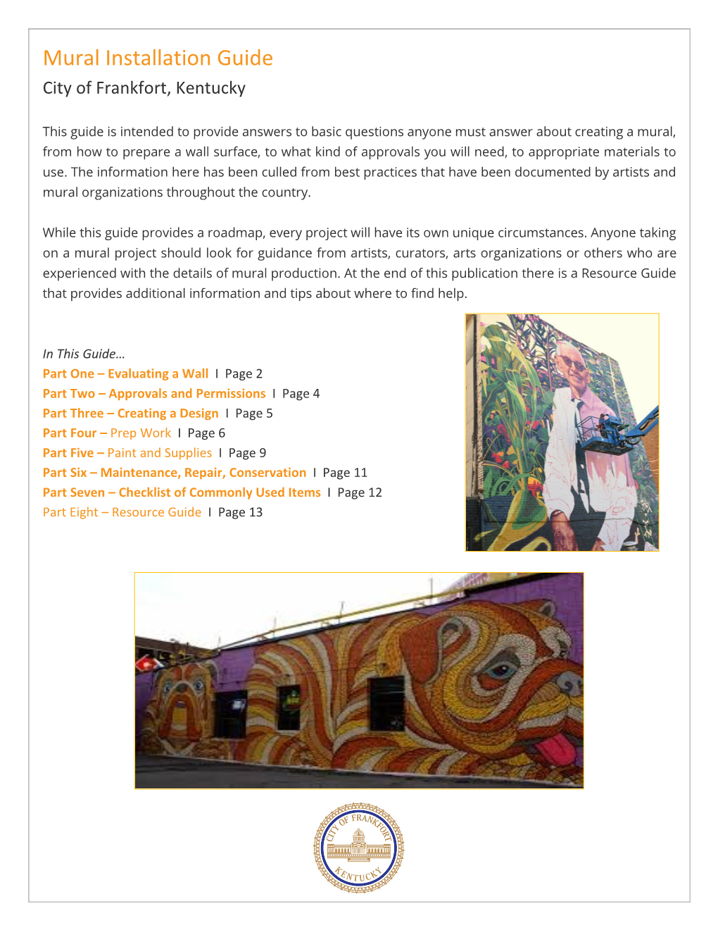 Mural Installation Guide City of Frankfort, Kentucky