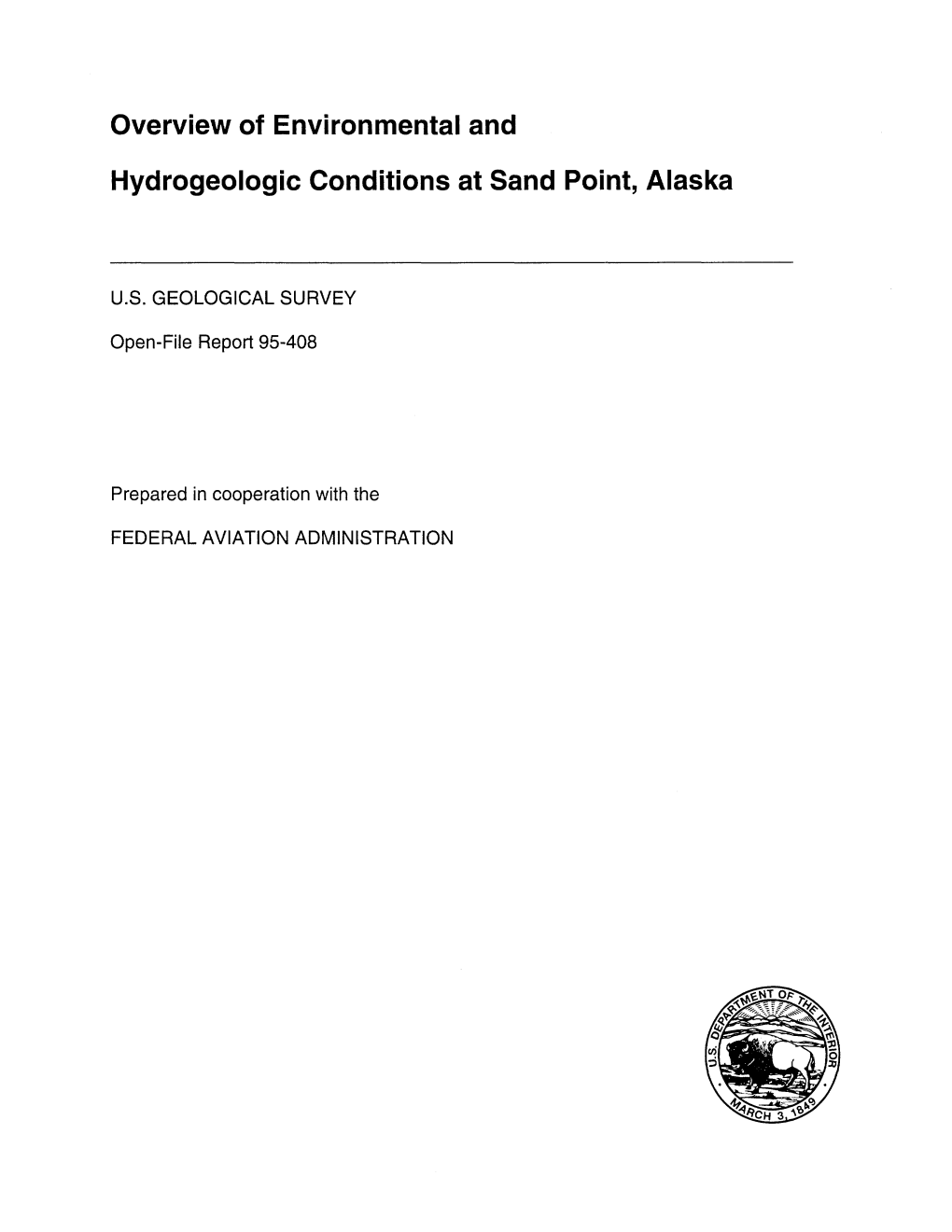 Overview of Environmental and Hydrogeologic Conditions at Sand Point, Alaska