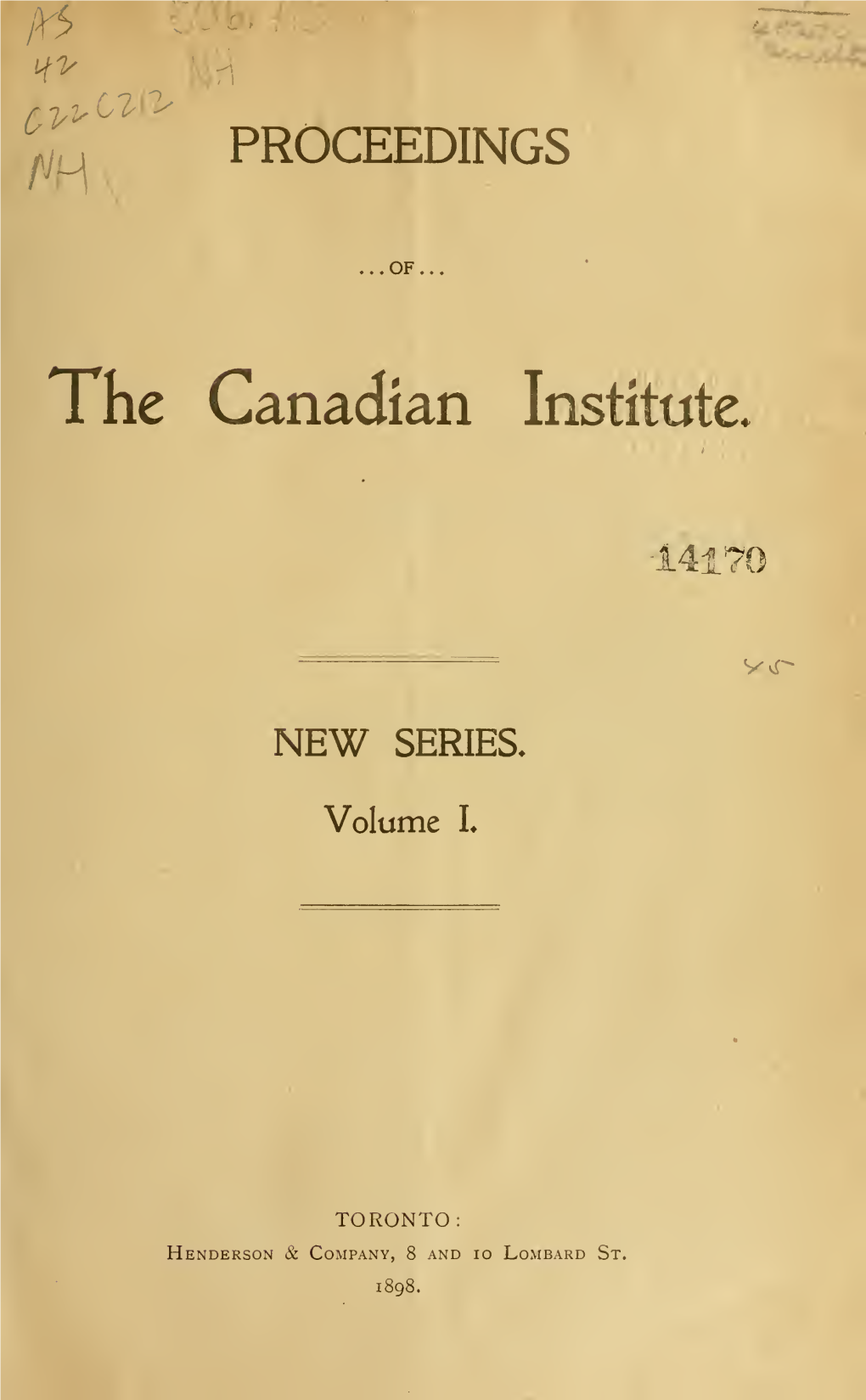 Proceedings of the Canadian Institute