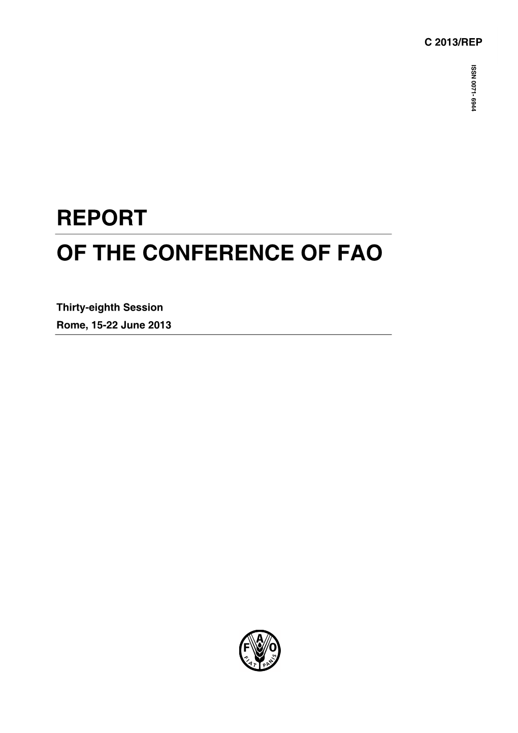 Report of the Conference of Fao