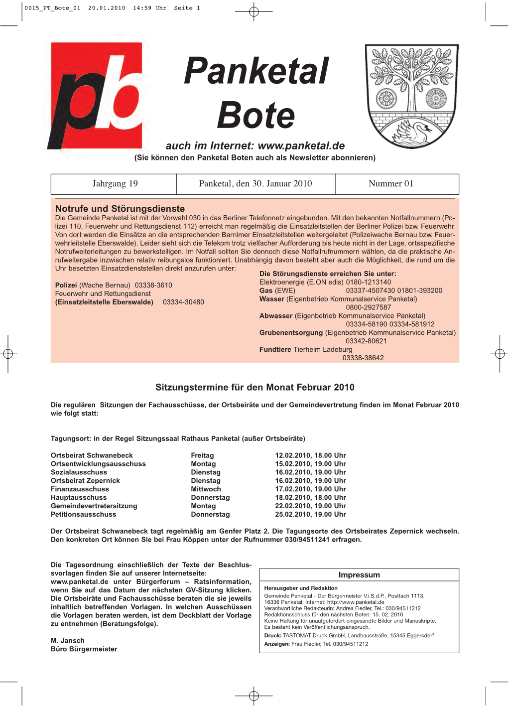 Panketal Bote Auch Im Internet: (Sie Können Den Panketal Boten Auch Als Newsletter Abonnieren)