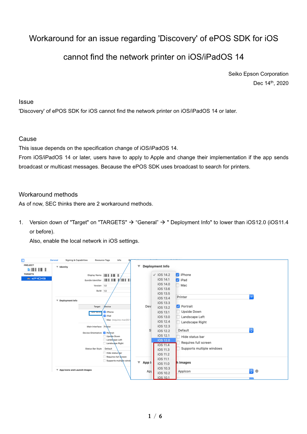 Of Epos SDK for Ios Cannot Find the Network Printer on Ios/Ipados 14 Or Later